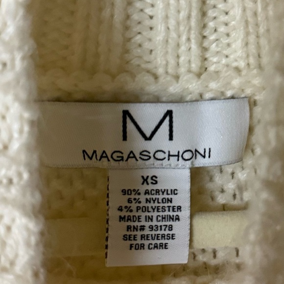 Magaschoni Cream Textured Mock Turtleneck Sweater – Chunky Knit Cozy Pullover XS - Picture 4 of 4